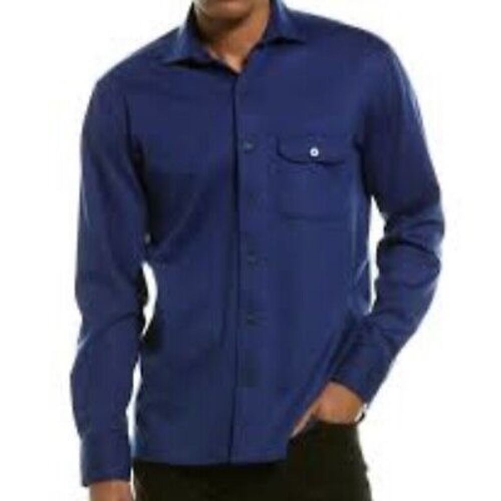 Classic Navy Long-Sleeve Casual Button-Down Shirt